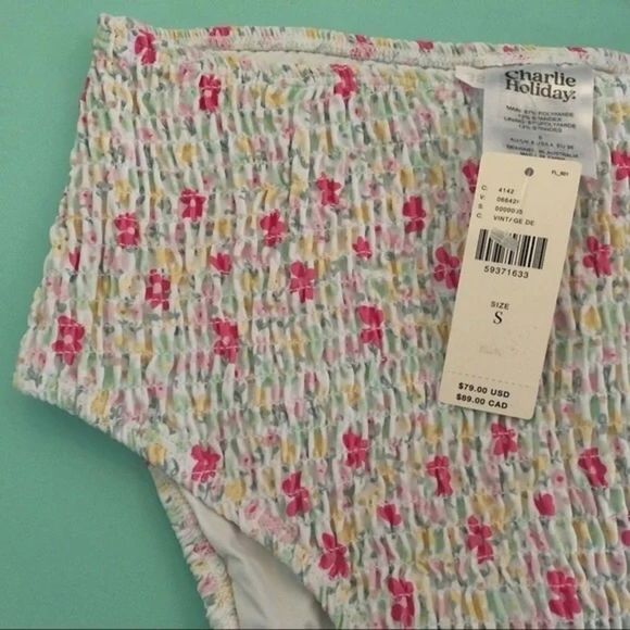 Anthropologie Charlie Holiday Cabo Newport Strapless Smocked Bikini - Picture 6 of 7